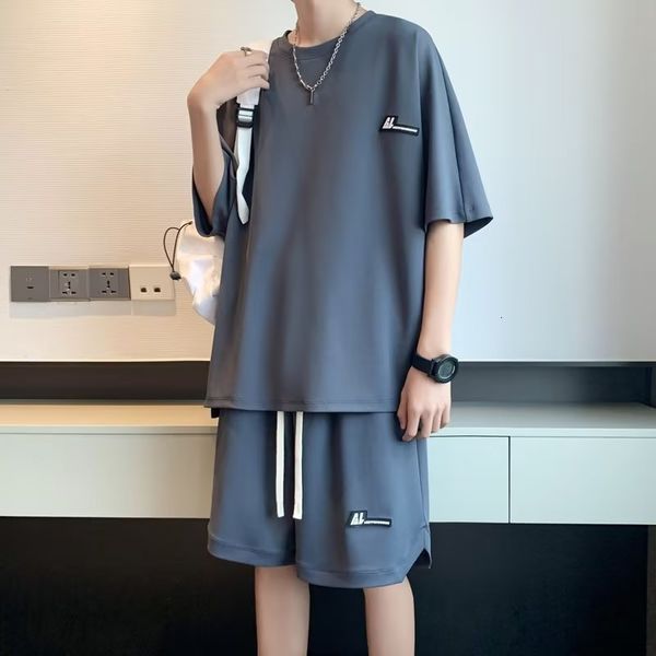 men's tracksuits summer breathable suit korean high street fashion tshirt shorts two piece set white costume homme 2 men clothing 23051, Gray
men's tracksuits summer breathable suit korean high street fashion tshirt shorts two piece set white costume homme 2 men clothing 23051, Gray