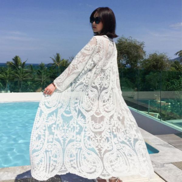 swimwear 2022 dress beach white lace summer maxi dress women long sleeve beach cover up see through boho bikini beachwear coverups, White;black
swimwear 2022 dress beach white lace summer maxi dress women long sleeve beach cover up see through boho bikini beachwear coverups, White;black