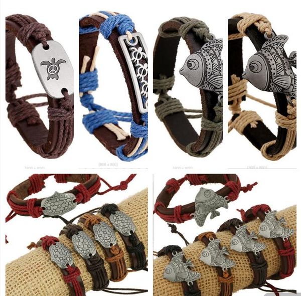 100% leather bracelet tortoise fish charm men bracelet alloy charms bracelet jewelry multi style mixed orders, Golden;silver
100% leather bracelet tortoise fish charm men bracelet alloy charms bracelet jewelry multi style mixed orders, Golden;silver