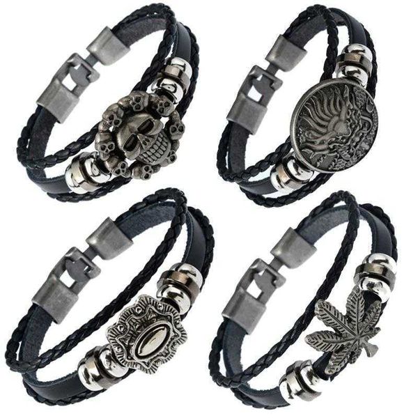 export ornament charm mens a pair of buckles braided leather bracelet punk, Golden;silver
export ornament charm mens a pair of buckles braided leather bracelet punk, Golden;silver