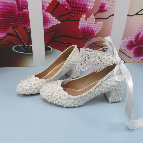 dress shoes white lace round toe med thick heel wedding shoes bride ladies shallow ankle strap fashion party lace-up pumps 230511, Black
dress shoes white lace round toe med thick heel wedding shoes bride ladies shallow ankle strap fashion party lace-up pumps 230511, Black