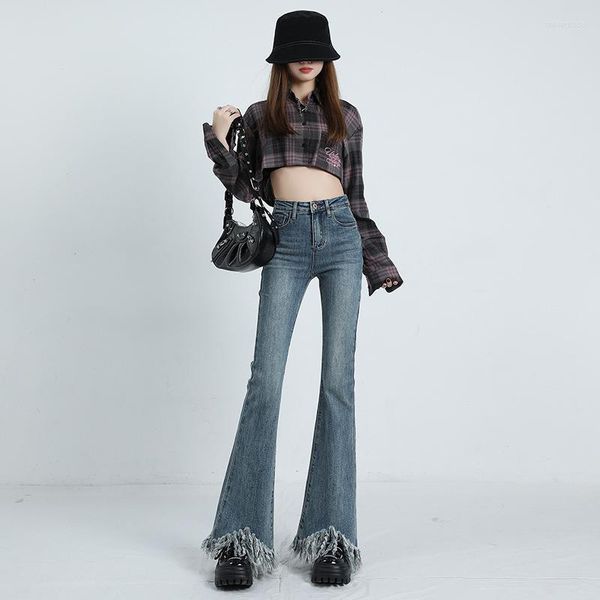 women's jeans flare pants tassels bottom leg design women high waist slim fit blue denim
women's jeans flare pants tassels bottom leg design women high waist slim fit blue denim