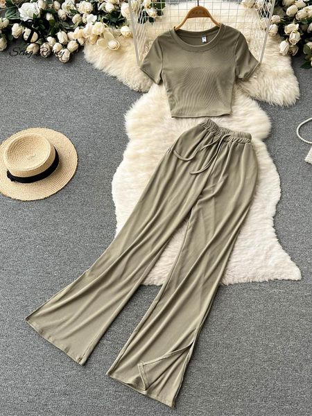 pants singreiny backless drawstring women set split elastic waist wide leg pants+ hollow out o neck casual solid two piece set, White
pants singreiny backless drawstring women set split elastic waist wide leg pants+ hollow out o neck casual solid two piece set, White