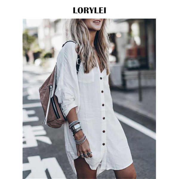 swimwear women summer fashion beach swimsuit cover up summer long sleeve white pocket button front open shirt dress n648, White;black
swimwear women summer fashion beach swimsuit cover up summer long sleeve white pocket button front open shirt dress n648, White;black