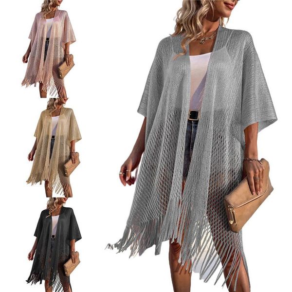 swimwear women beach cover ups sun blouse with long tassel decoration solid black pink gray hollow loose lady summer beach dress, White;black
swimwear women beach cover ups sun blouse with long tassel decoration solid black pink gray hollow loose lady summer beach dress, White;black