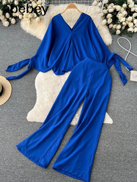 women's two piece pants spring ladies suit female irregular bandage puff sleeve high waist flared trousers two-piece set women 230511, White
women's two piece pants spring ladies suit female irregular bandage puff sleeve high waist flared trousers two-piece set women 230511, White