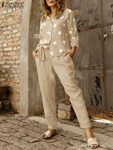 women's two piece pants zanzea and pant belted elastic waist trouser pantsuits casual women o-neck 3/4 sleeve polka dot shirt outfits 2, White
women's two piece pants zanzea and pant belted elastic waist trouser pantsuits casual women o-neck 3/4 sleeve polka dot shirt outfits 2, White
