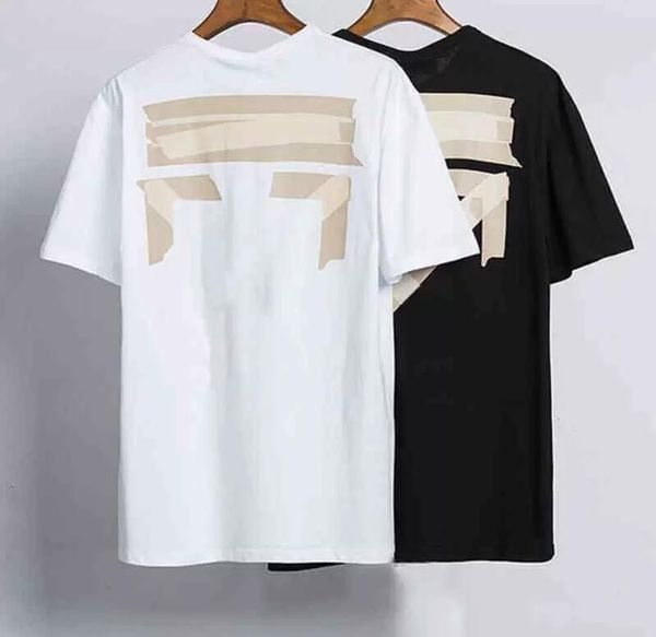 Image of Men&#039;s T-Shirts Off Men&#039;s T-shirts Offs White Irregular Arrow Summer Finger Loose Casual Short Sleeve T-shirt for Men and Women Printed Letter x on the Back