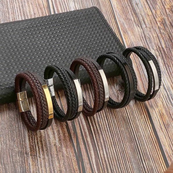 retro men woven stainless steel mens bracelet simple glossy magnetic buckle leather, Golden;silver
retro men woven stainless steel mens bracelet simple glossy magnetic buckle leather, Golden;silver