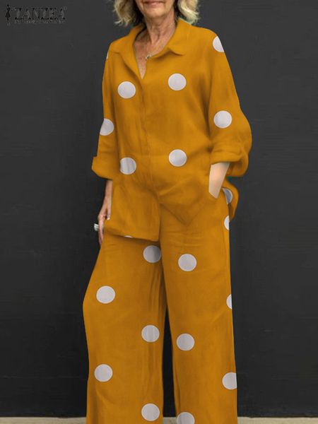 women's two piece pants zanzea stylish women pants sets spring long sleeve wide leg trousers suits 2pcs polka dot matching sets loose, White
women's two piece pants zanzea stylish women pants sets spring long sleeve wide leg trousers suits 2pcs polka dot matching sets loose, White