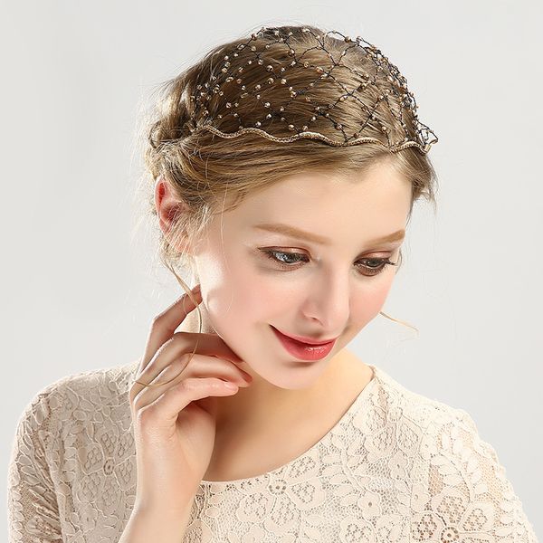 fd-0021-a bride headwear acrylic crystal head buckle fashion watr pearl diamond mesh headband headwear, Silver
fd-0021-a bride headwear acrylic crystal head buckle fashion watr pearl diamond mesh headband headwear, Silver