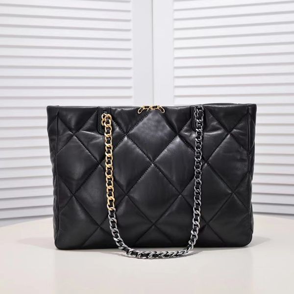 womens lambskin 19 series shopping tote bags two-tone chain gold/silver metal hardwarew matelasse chain shoulder handbags large capacity lug
womens lambskin 19 series shopping tote bags two-tone chain gold/silver metal hardwarew matelasse chain shoulder handbags large capacity lug