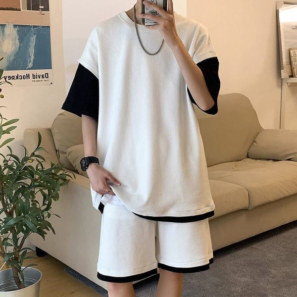 men's tracksuits 2 piece set men patchwork loose fit tracksuit short sleeve jogging suit streetwear korean fashion clothing summer swea, Gray
men's tracksuits 2 piece set men patchwork loose fit tracksuit short sleeve jogging suit streetwear korean fashion clothing summer swea, Gray