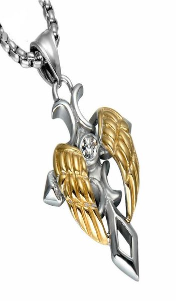gold color angel wing cross men pendant necklace punk crucifix stainless steel titanium necklaces jewelry4581612, Silver
gold color angel wing cross men pendant necklace punk crucifix stainless steel titanium necklaces jewelry4581612, Silver
