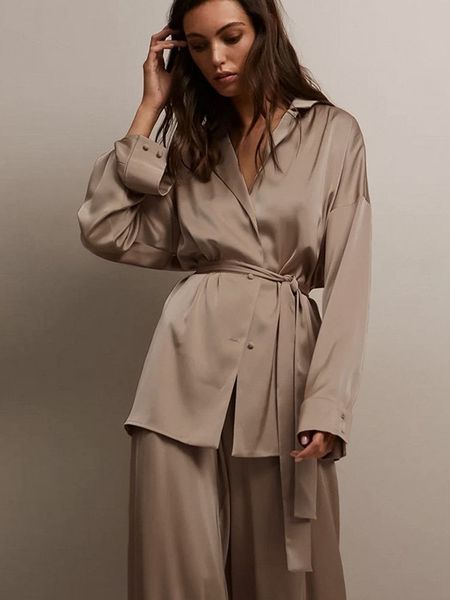women's two piece pants women satin 2 pieces sets elegant soft luxury lace belt trouser suits silky office wide leg pants outfit lady l, White
women's two piece pants women satin 2 pieces sets elegant soft luxury lace belt trouser suits silky office wide leg pants outfit lady l, White