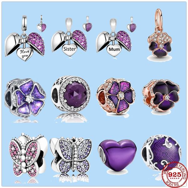 925 sterling silver charms for pandora jewelry beads purple sister mum nan dangle butterfly love beads, Black
925 sterling silver charms for pandora jewelry beads purple sister mum nan dangle butterfly love beads, Black
