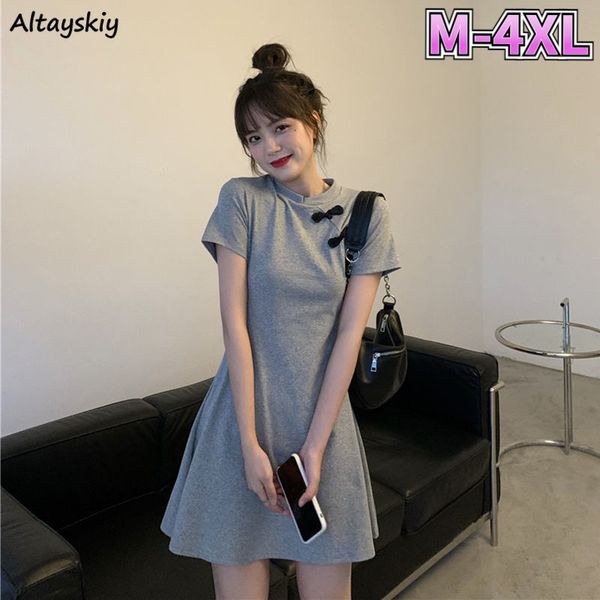 casual dresses summer short sleeve dress women o-neck slender vintage chinese style qipao students kawaii 4xl sweet mini dresses leisure 230, Black;gray
casual dresses summer short sleeve dress women o-neck slender vintage chinese style qipao students kawaii 4xl sweet mini dresses leisure 230, Black;gray