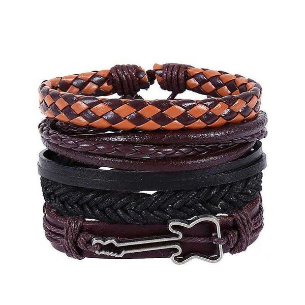 simple vintage weave cattle leather bracelet alloy guitar multi layer set, Golden;silver
simple vintage weave cattle leather bracelet alloy guitar multi layer set, Golden;silver