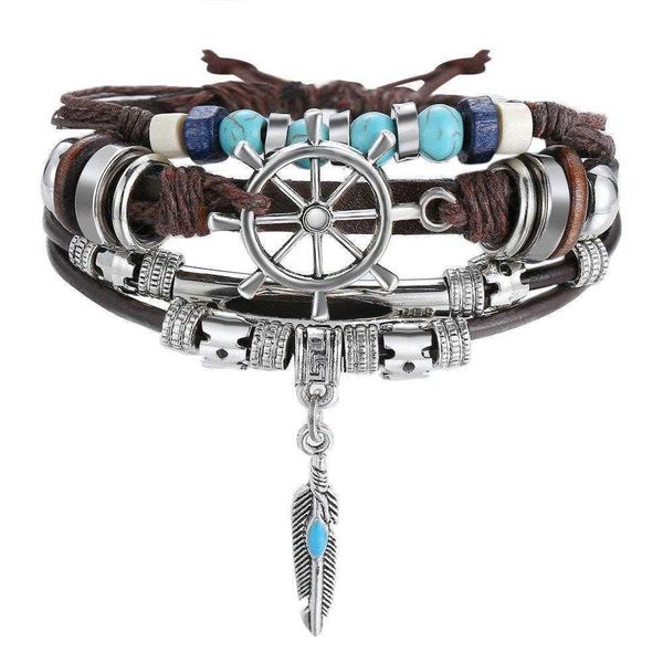 5935 korean fashion turquoise multi layer leather bracelet creative retro black mens, Golden;silver
5935 korean fashion turquoise multi layer leather bracelet creative retro black mens, Golden;silver