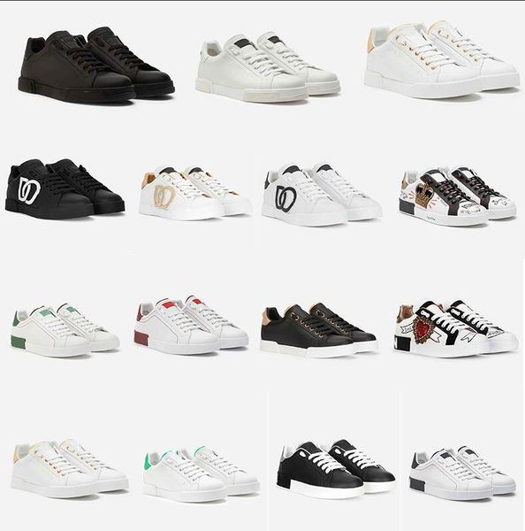 Luxury 26S/S Men Portofino Technical Calfskin Nappa Leather White Black Trainers Rubber Soles Luxury Brand Party Dress Couple Skateboard Walking EU35-47