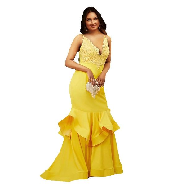 yellow mermaid evening dresses sleeveless v-neck appliques tiered floor length prom party gowns criss cross backless 2023, Black;red
yellow mermaid evening dresses sleeveless v-neck appliques tiered floor length prom party gowns criss cross backless 2023, Black;red