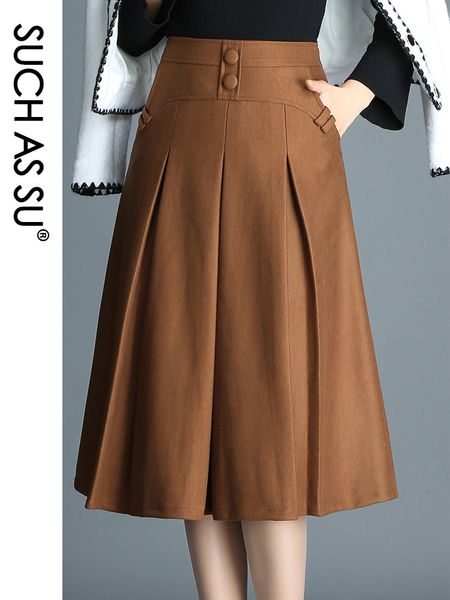 skirts such as su women black brown button high waist pleated skirt autumn winter s-3xl size female mid-long skirt 230511
skirts such as su women black brown button high waist pleated skirt autumn winter s-3xl size female mid-long skirt 230511