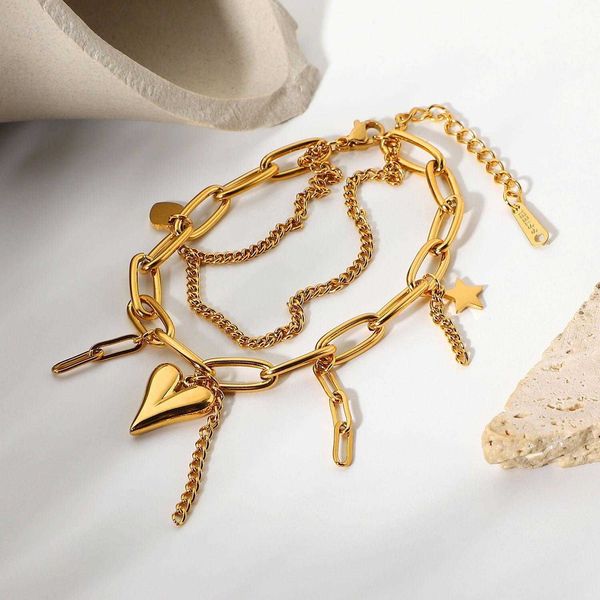 ins fashion all match plated bracelet stainless steel gold stand love star pendant double layer, Golden;silver
ins fashion all match plated bracelet stainless steel gold stand love star pendant double layer, Golden;silver