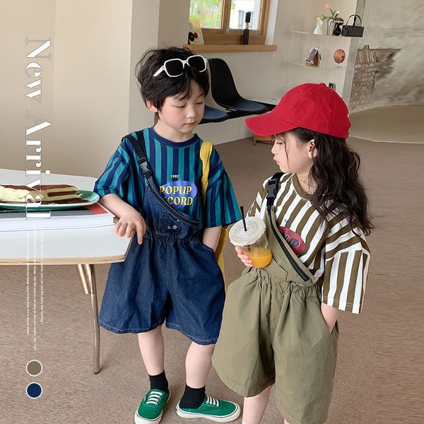 setssuits sets tshirts kids shorts oneck collar regular length striped simple fashion comfortable designable summer children boys 230510
setssuits sets tshirts kids shorts oneck collar regular length striped simple fashion comfortable designable summer children boys 230510