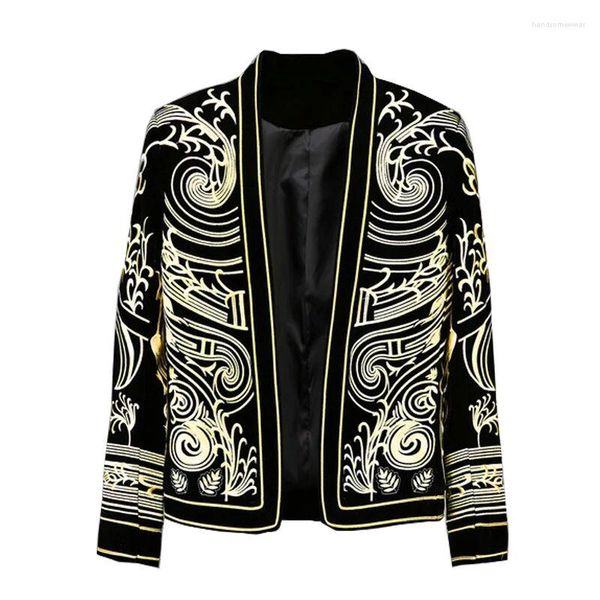 m-3xl men blazer black embroidery coat jackets blazer male dj singer slim coat stage costume plus size, Black;brown
m-3xl men blazer black embroidery coat jackets blazer male dj singer slim coat stage costume plus size, Black;brown