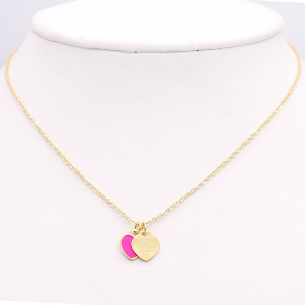 pink double heart necklace stainless steel enamel t necklace short women's necklace rose gold titanium steel necklace heart non-fading, Silver
pink double heart necklace stainless steel enamel t necklace short women's necklace rose gold titanium steel necklace heart non-fading, Silver