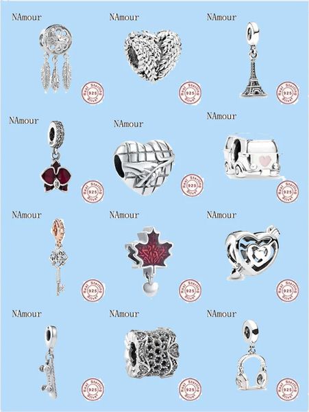 925 silver beads charms fit pandora charm dangle new dreamcatcher maple diy fine bead, Black
925 silver beads charms fit pandora charm dangle new dreamcatcher maple diy fine bead, Black