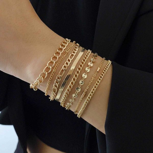 ornament simple metal snake bone chain bracelet set fashion personality geometry sequins, Black
ornament simple metal snake bone chain bracelet set fashion personality geometry sequins, Black