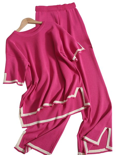 women's two piece pants fashion suit collision open o-neck short-sleeved knit pullover elastic high waist wide leg trousers two-piece s, White
women's two piece pants fashion suit collision open o-neck short-sleeved knit pullover elastic high waist wide leg trousers two-piece s, White