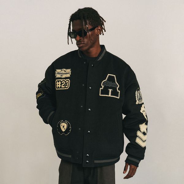men's jackets high street heavy embroidered baseball uniform men's clothing spring and autumn v-neck couple loose fashion hip-hop, Black;brown
men's jackets high street heavy embroidered baseball uniform men's clothing spring and autumn v-neck couple loose fashion hip-hop, Black;brown