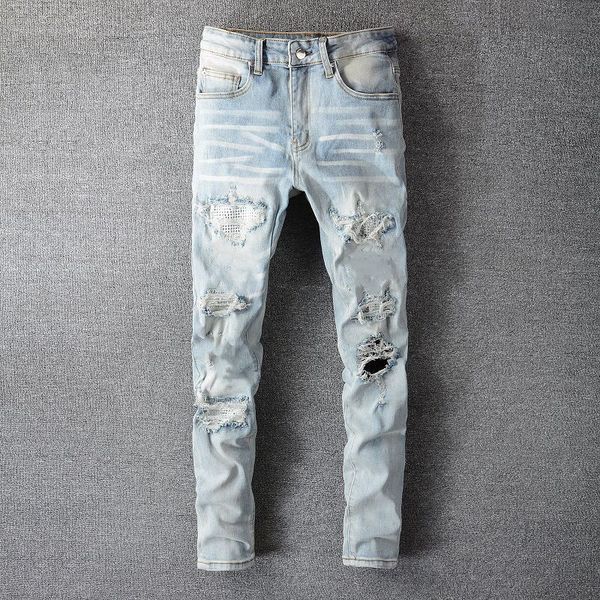 designer mens jeans denim high street embroidery pants fashion holes trouser hip hop distressed zipper trousers for male 2023 2a777, Blue
designer mens jeans denim high street embroidery pants fashion holes trouser hip hop distressed zipper trousers for male 2023 2a777, Blue