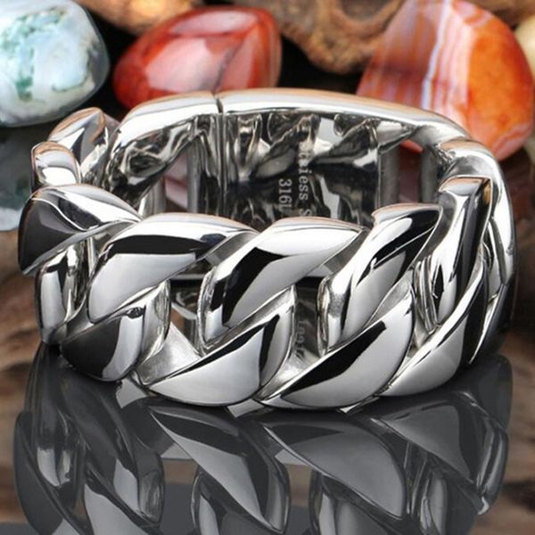 chain 202631mm 316l stainless steel curb cuban bracelet huge heavy silver color tone jewelry mens women biker bike bracelets 230511, Black
chain 202631mm 316l stainless steel curb cuban bracelet huge heavy silver color tone jewelry mens women biker bike bracelets 230511, Black