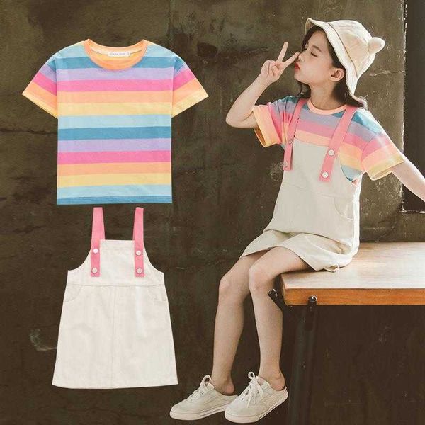 clothing sets children clothing sets for girls summer outfits striped t shirt + strap dress tracksuit casual girls suit school kiids clothes, White
clothing sets children clothing sets for girls summer outfits striped t shirt + strap dress tracksuit casual girls suit school kiids clothes, White