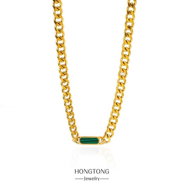 internet celebrity cuban link plated 316 stainless steel white shell green malachite panther titanium necklace bracelet, Black
internet celebrity cuban link plated 316 stainless steel white shell green malachite panther titanium necklace bracelet, Black