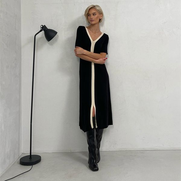 casual dresses black white elegant vintage short sleeve long dress korean fashion style knitted slim maxi for women summer 230511, Black;gray
casual dresses black white elegant vintage short sleeve long dress korean fashion style knitted slim maxi for women summer 230511, Black;gray