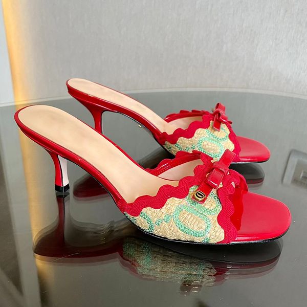 bow decoration thin heeled slippers embroider mules leather slides stiletto heels slip-on open toe for women luxury designers sandals factor, Black
bow decoration thin heeled slippers embroider mules leather slides stiletto heels slip-on open toe for women luxury designers sandals factor, Black