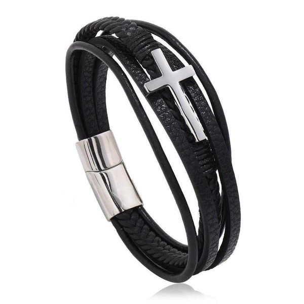 multi layer leather woven bracelet korean style glossy magnetic snap cross mens imitation cowhide ornament, Golden;silver
multi layer leather woven bracelet korean style glossy magnetic snap cross mens imitation cowhide ornament, Golden;silver