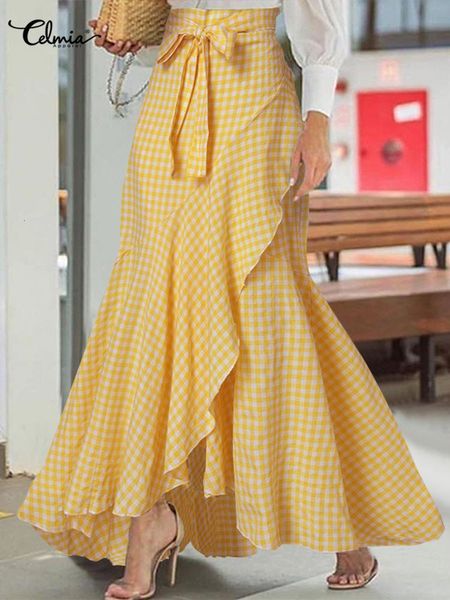 skirts maxi skirts women summer celmia fashion high waist wrap long skirt asymmetrical vintage plaid ruffled mermaid bottom femme 230511, Black
skirts maxi skirts women summer celmia fashion high waist wrap long skirt asymmetrical vintage plaid ruffled mermaid bottom femme 230511, Black