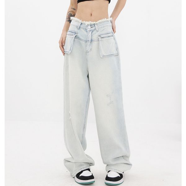women s jeans light blue women pocket high waist american street wide leg pants fashion baggy vintage 2023 straight autumn trousers 230511
women s jeans light blue women pocket high waist american street wide leg pants fashion baggy vintage 2023 straight autumn trousers 230511