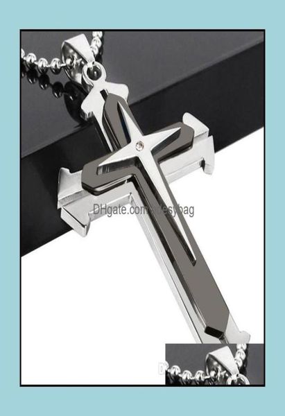 european and american jewelry mens necklace threelayer cross pendant separate fork black blue drop delivery 2021 necklaces pendan1950697, Silver
european and american jewelry mens necklace threelayer cross pendant separate fork black blue drop delivery 2021 necklaces pendan1950697, Silver