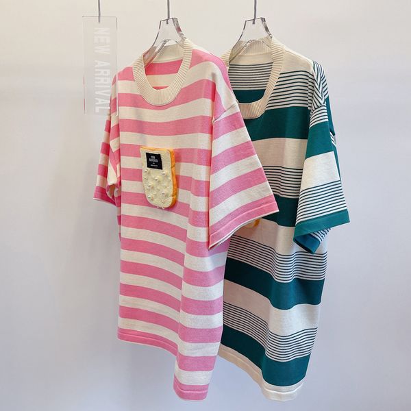 420 2023 runway summer brand same style sweater short sleeve pullover crew neck striped pink green fashion clothes womens yl, White;black
420 2023 runway summer brand same style sweater short sleeve pullover crew neck striped pink green fashion clothes womens yl, White;black