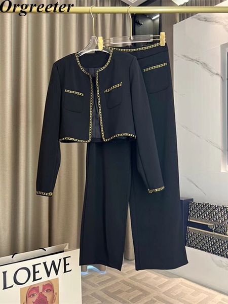 women's two piece pants fashion temperament ol chain deco 2 piece sets short jacket coat and high waist wide leg pants sets trousers su, White
women's two piece pants fashion temperament ol chain deco 2 piece sets short jacket coat and high waist wide leg pants sets trousers su, White