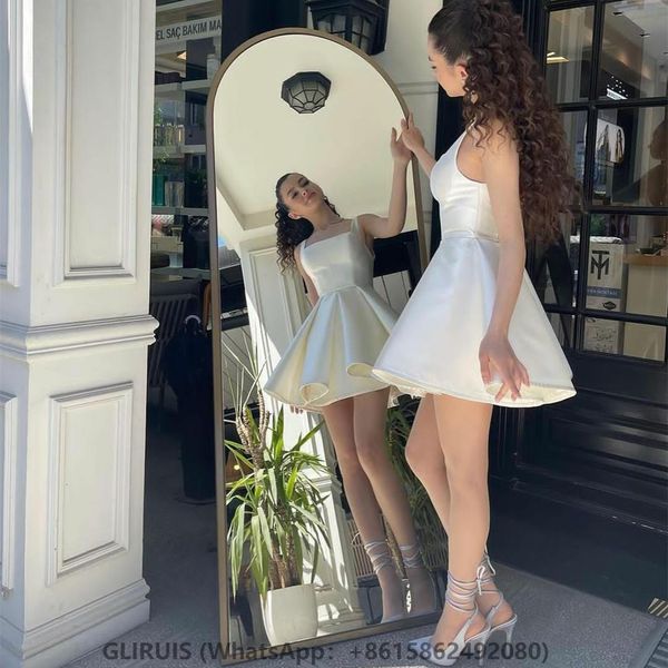 party dresses short muslim satin evening dress aline square neck pleated knee length open back robe de for women 230510, White;black
party dresses short muslim satin evening dress aline square neck pleated knee length open back robe de for women 230510, White;black