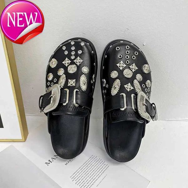 slippers summer women platform punk rock leather mules creative metal fittings casual party shoes female outdoor sh, Black
slippers summer women platform punk rock leather mules creative metal fittings casual party shoes female outdoor sh, Black