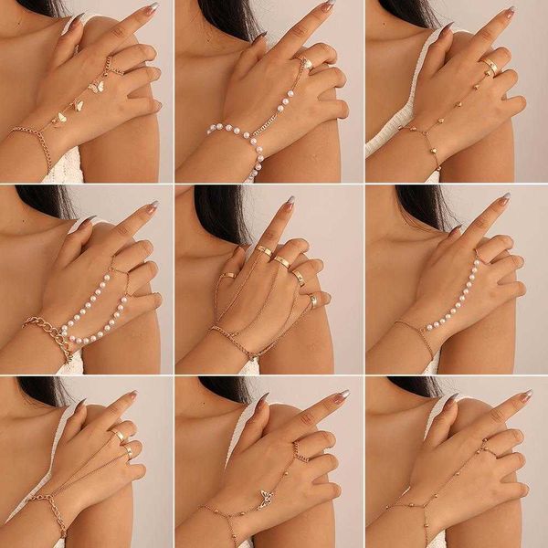 chain ring bracelet butterfly love pearl finger hip hop exaggerated one piece, Black
chain ring bracelet butterfly love pearl finger hip hop exaggerated one piece, Black