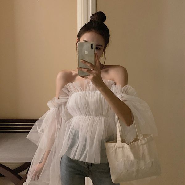 women's blouses shirts ruffles mesh summer women off shoulder backless ladies shirt korea female xt03 230510, White
women's blouses shirts ruffles mesh summer women off shoulder backless ladies shirt korea female xt03 230510, White